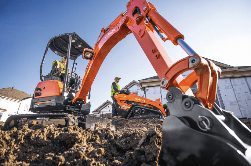 Close-up shot of excavator digging