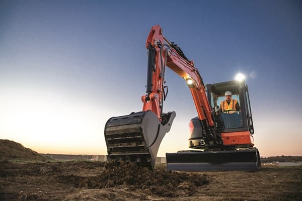 Close up shot of Kubota excavator